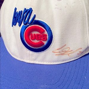 A signed  hat worn by a player  for the Iowa Cubs